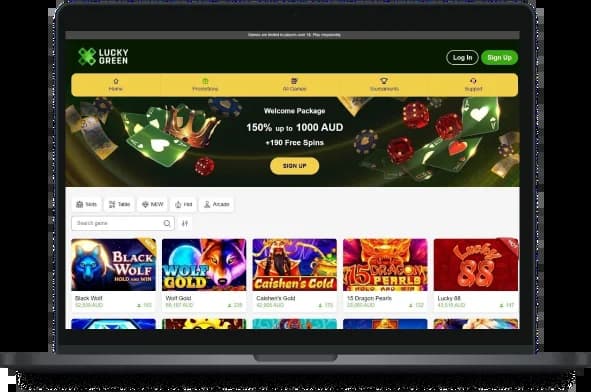 Lucky Green Casino Australia Desktop